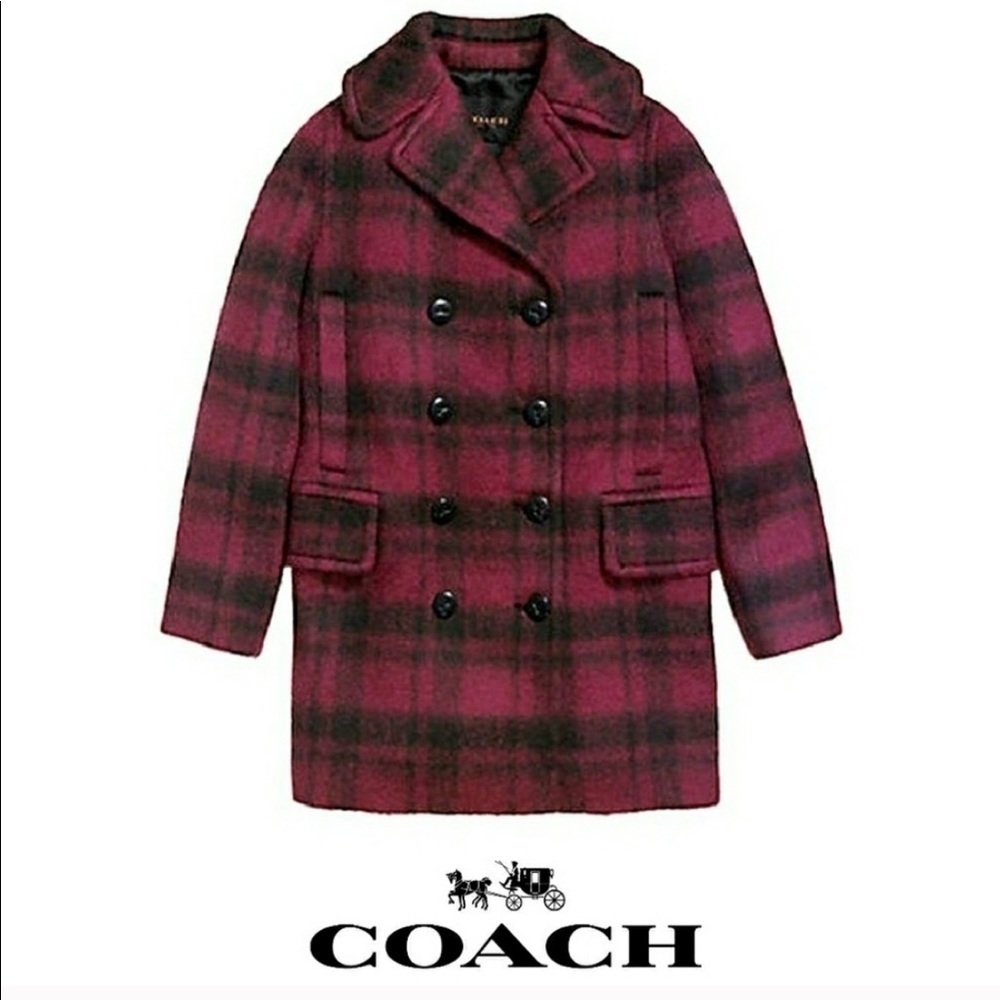Coach Cranberry Wool Pea Coat